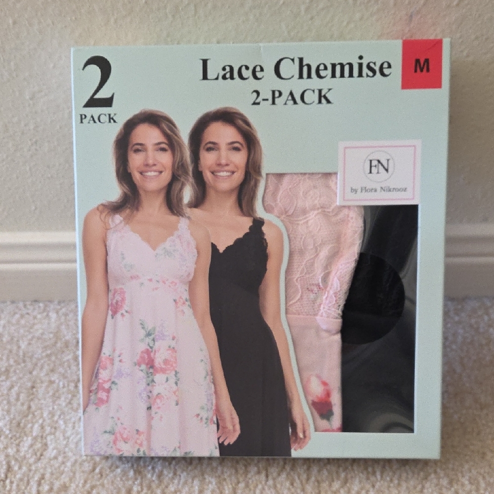 Flora Nikrooz Women's Chemise 2 PK Pink and Black
